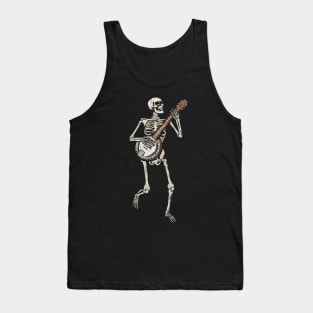 Retro Dancing Skeleton Banjo Vintage Graphic Tank Top